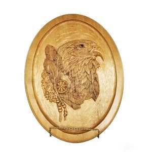 Vintage Hand Carved Wooden Eagle with Dream Catcher Wall Hanging Native American